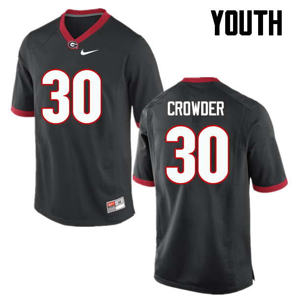 Youth Georgia Bulldogs #30 Tae Crowder College Football Jerseys-Black - Click Image to Close